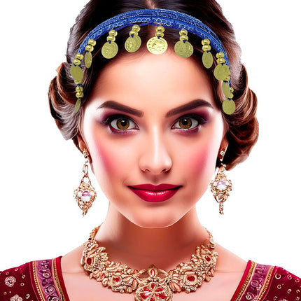 Blauwe Hoofdband Gouden Munten van Fiestas Guirca koop je bij Partywinkel