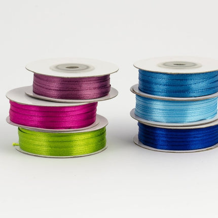 Blauwe Lint 3Mm Glans 50m van Partydeco koop je bij Partywinkel