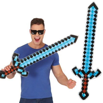 Blauwe Nep Zwaard Pixel van Fiestas Guirca koop je bij Partywinkel
