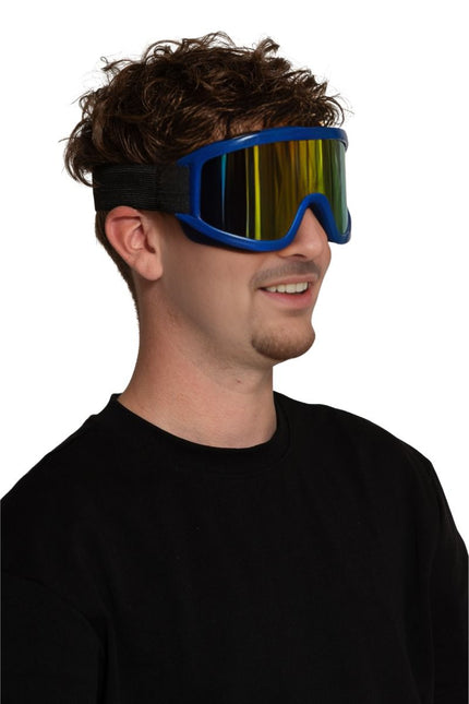 Blauwe Skibril Holografisch van Partychimp koop je bij Partywinkel