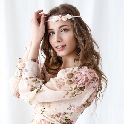 Bloemen Haarband Perzikkleurig van Partydeco koop je bij Partywinkel