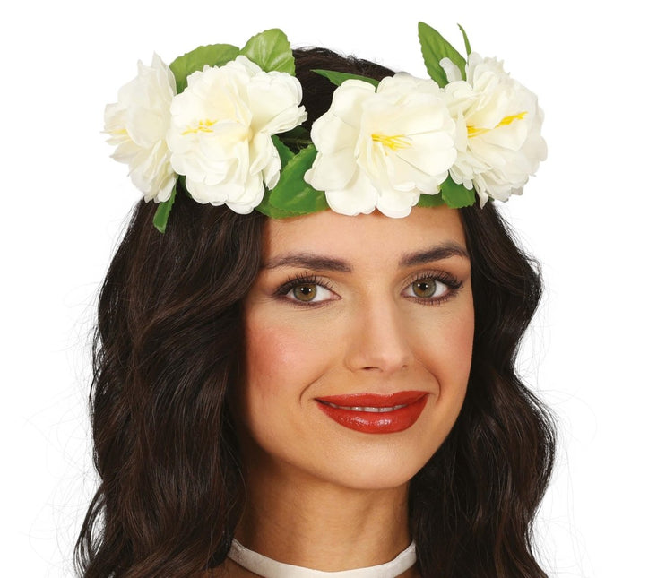 Bloemen Krans Wit 20cm van Fiestas Guirca koop je bij Partywinkel