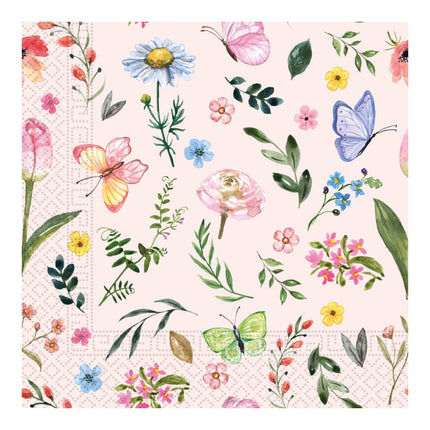 Bloemen Servetten Lichtroze 33cm 20st van Procos koop je bij Partywinkel