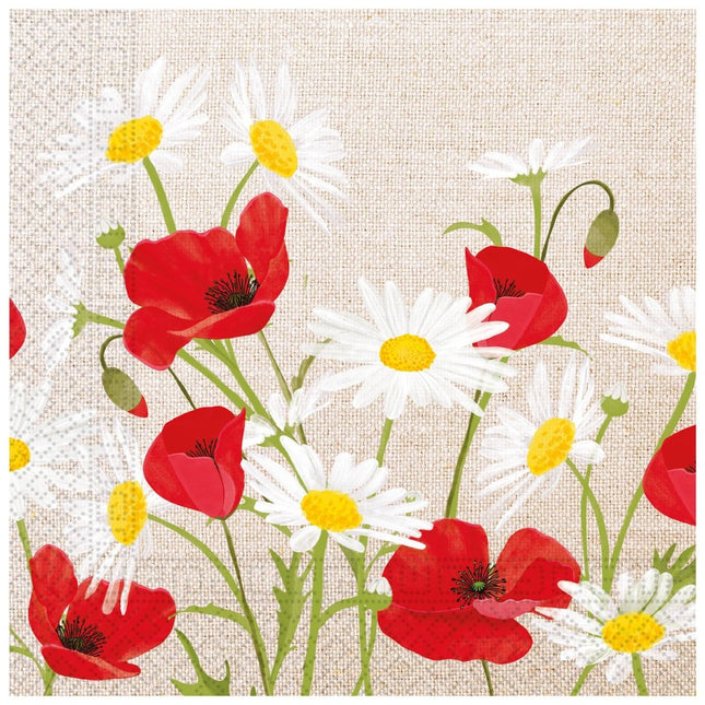 Bloemen Servetten Madeliefjes 33cm 20st van Procos koop je bij Partywinkel