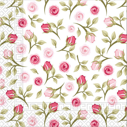 Bloemen Servetten Rozen 33cm 20st van Procos koop je bij Partywinkel