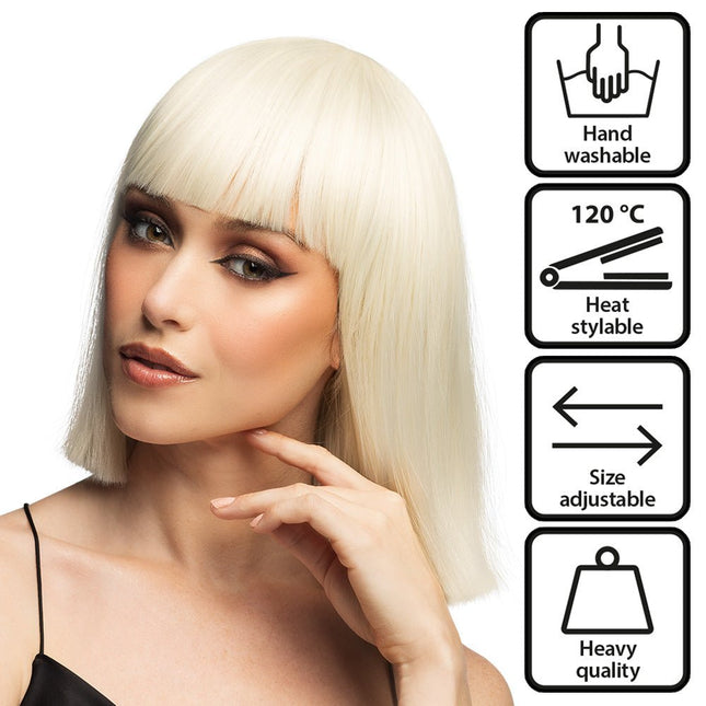 Blonde Pruik Bob Met Pony van Boland koop je bij Partywinkel