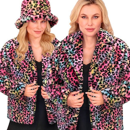Bontjas Dames Pluche Luipaard Multi van Widmann koop je bij Partywinkel