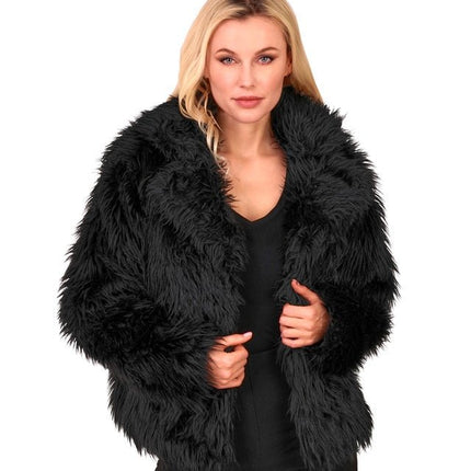 Bontjas Pluche Dames Zwart van Widmann koop je bij Partywinkel