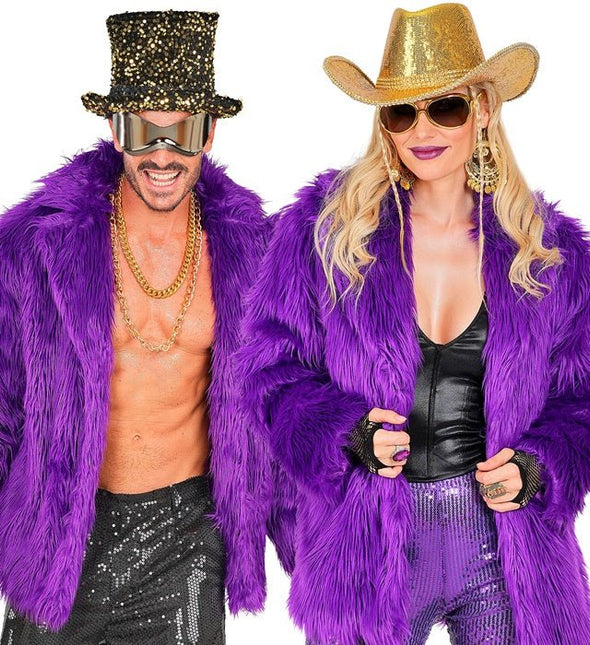 Bontjas Pluche Paars van Widmann koop je bij Partywinkel