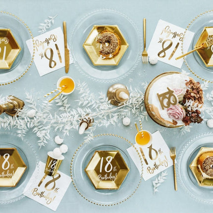 Borden 18 Jaar Goud 20cm 6st van Partydeco koop je bij Partywinkel