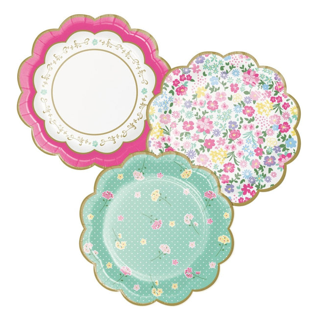 Borden Bloemen 18cm 8st van Creative Converting koop je bij Partywinkel