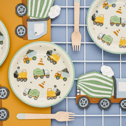 Borden Bouwvoertuigen 18cm 6st van Partydeco koop je bij Partywinkel