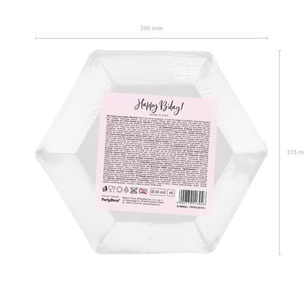 Borden Happy Birthday Lichtoze 20cm 6st van Partydeco koop je bij Partywinkel