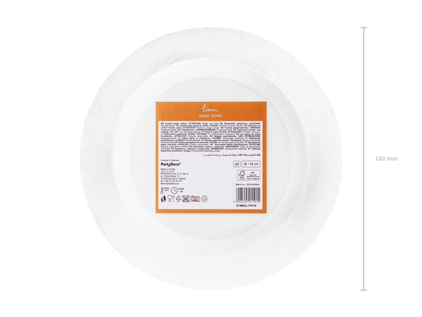 Borden Leeuw 18cm 6st van Partydeco koop je bij Partywinkel