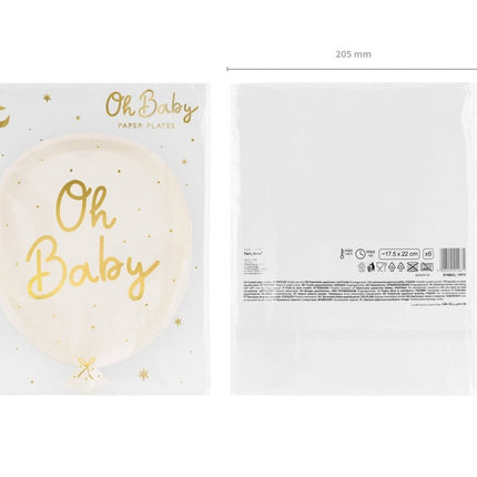 Borden Oh Baby 22cm 6st van Partydeco koop je bij Partywinkel