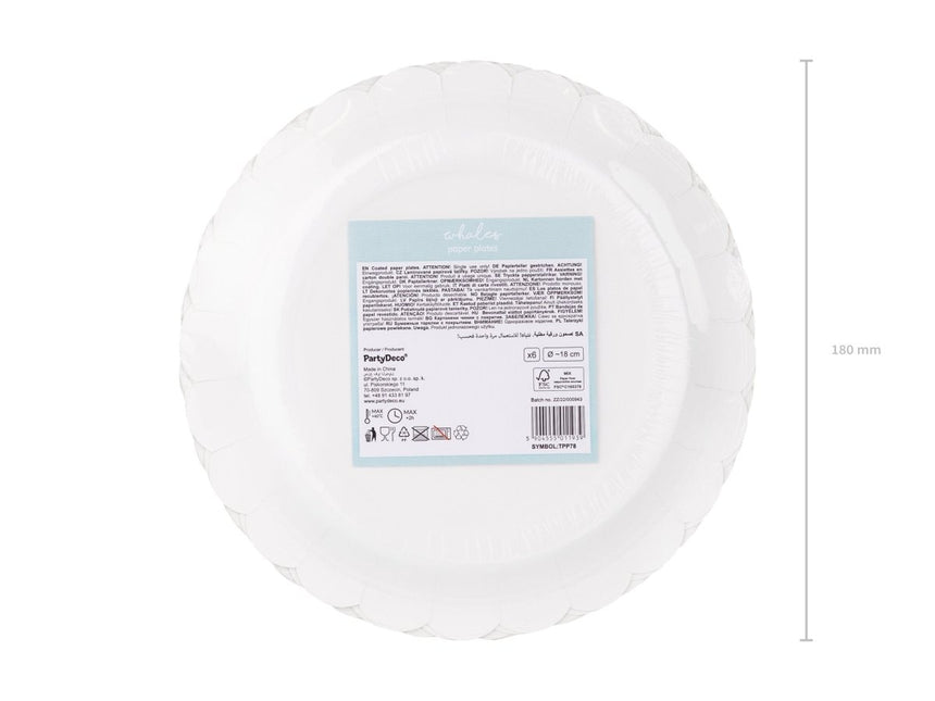 Borden Walvis 18cm 6st van Partydeco koop je bij Partywinkel