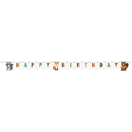 Bosdieren Letterslinger Happy Birthday 2,4m van Creative Converting koop je bij Partywinkel
