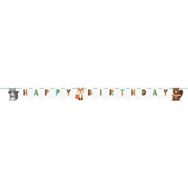 Bosdieren Letterslinger Happy Birthday 2,4m van Creative Converting koop je bij Partywinkel