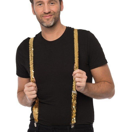 Bretels Paillet Goud - Breedte 2,5 cm van Partychimp koop je bij Partywinkel