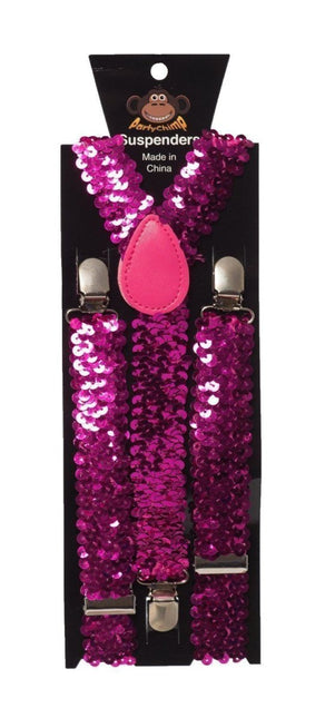 Bretels Pailletten Fuchsia van Partychimp koop je bij Partywinkel