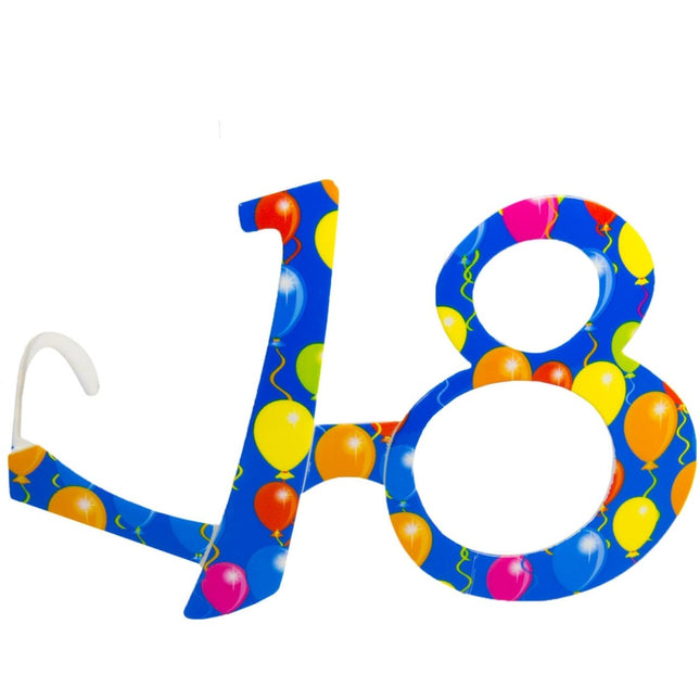 Bril 18 Jaar Blauw Ballon van Folat koop je bij Partywinkel