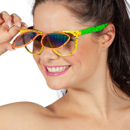 Neon 80S Bril Hologram Met Klep van Wilbers & Wilbers koop je bij Partywinkel