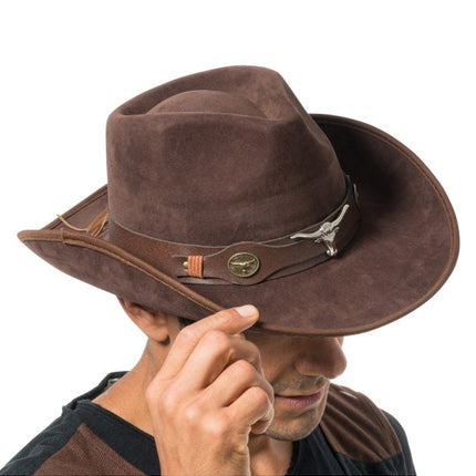 Bruine Cowboyhoed met Stierenkop One Size