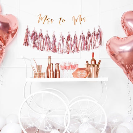 Bruiloft Slinger Miss to Mrs, Rose Goud 76cm van Partydeco koop je bij Partywinkel