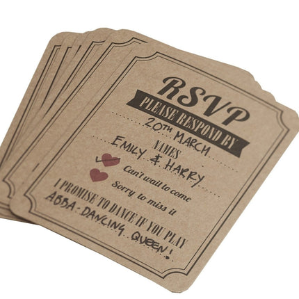 Bruiloft Uitnodigingen Kraft 12cm 10st van Ginger Ray koop je bij Partywinkel