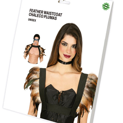 Bruin Zwarte Kraag Veren van Fiestas Guirca koop je bij Partywinkel