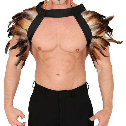 Bruin Zwarte Kraag Veren van Fiestas Guirca koop je bij Partywinkel