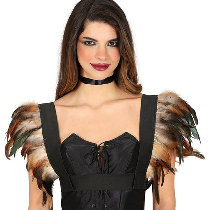 Bruin Zwarte Kraag Veren van Fiestas Guirca koop je bij Partywinkel