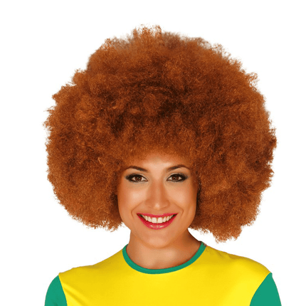 Bruine Afro van Fiestas Guirca koop je bij Partywinkel