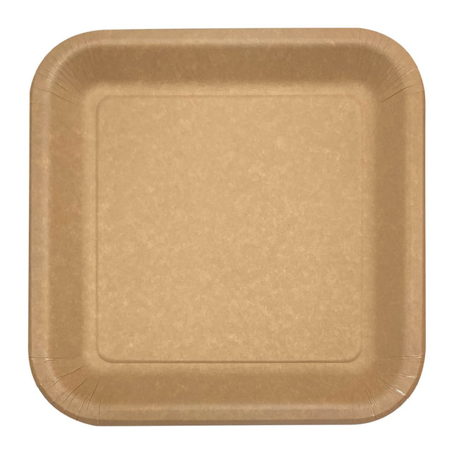Bruine Borden Vierkant Kraft Papier 23cm 10st van Procos koop je bij Partywinkel