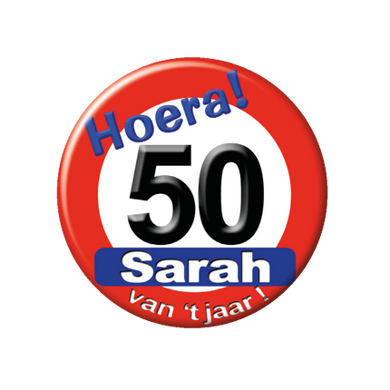 50 Jaar Button Sarah Verkeersbord 5,5cm