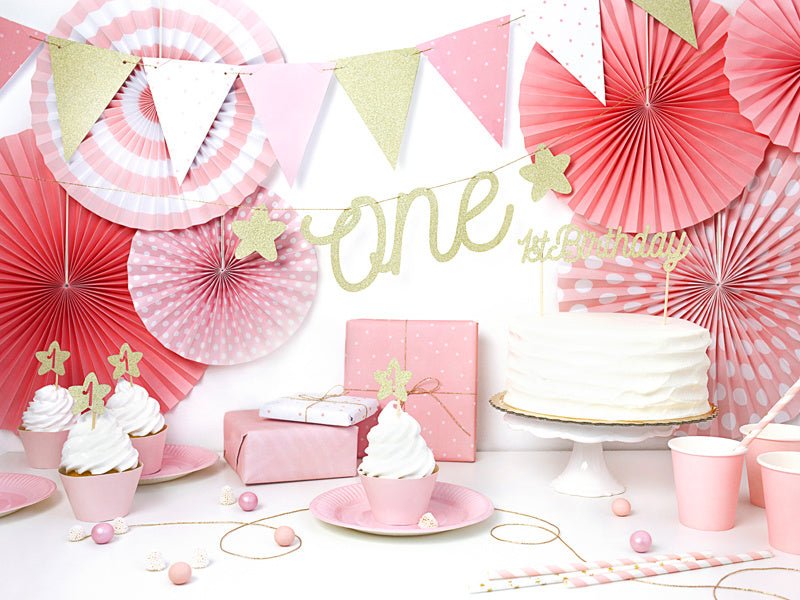 Caketoppers 1 Jaar Goud 6st van Partydeco koop je bij Partywinkel