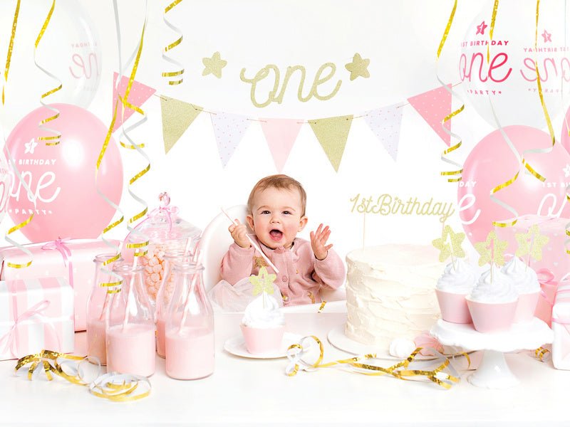 Caketoppers 1 Jaar Goud 6st van Partydeco koop je bij Partywinkel