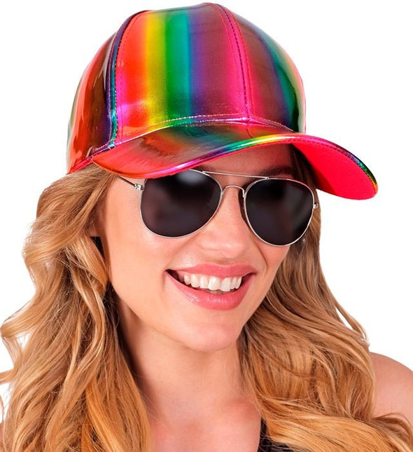 Cap regenboog holografisch van Widmann koop je bij Partywinkel