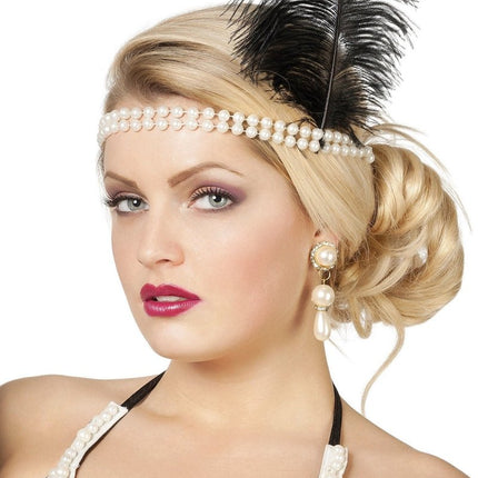 Charleston Hoofdband Zwart Wit van Wilbers & Wilbers koop je bij Partywinkel