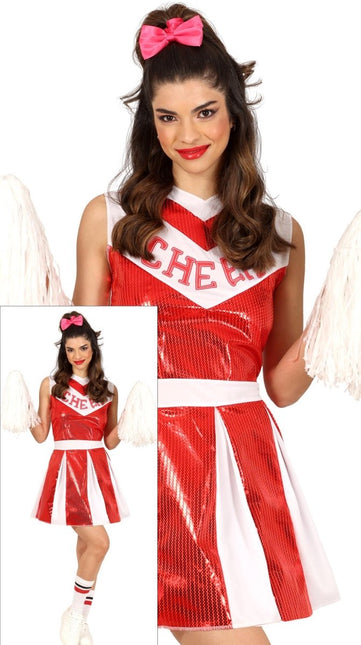 Cheerleader Jurk Rood Wit Dames van Fiestas Guirca koop je bij Partywinkel