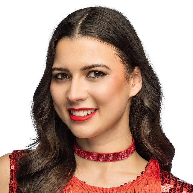 Choker Crystal rood van Boland koop je bij Partywinkel