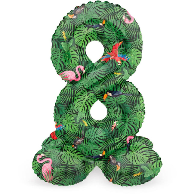 Cijfer Ballon 8 Jaar Jungle Met Standaard Leeg 41cm van Folat koop je bij Partywinkel
