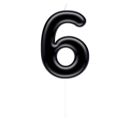 Cijfer Kaars 6 Zwart van Paper Dreams koop je bij Partywinkel