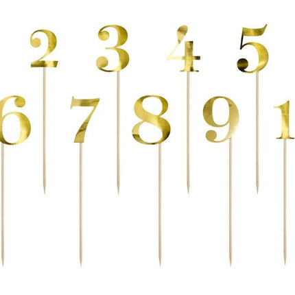 Cijfer Prikkers Goud 25,5cm 11st van Partydeco koop je bij Partywinkel