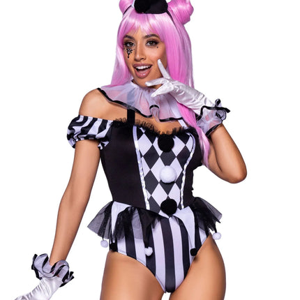 Clownspak Zwart Wit Dames Bodysuit Leg Avenue van Leg Avenue koop je bij Partywinkel