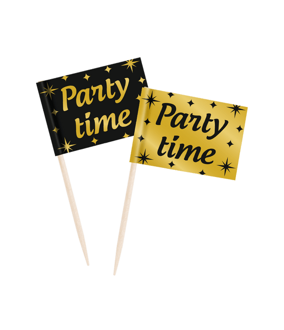 Cocktailprikkers Party Time 6,5cm 50st van Paper Dreams koop je bij Partywinkel
