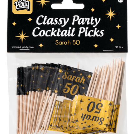 Cocktailprikkers Sarah 6,5cm 50st van Paper Dreams koop je bij Partywinkel