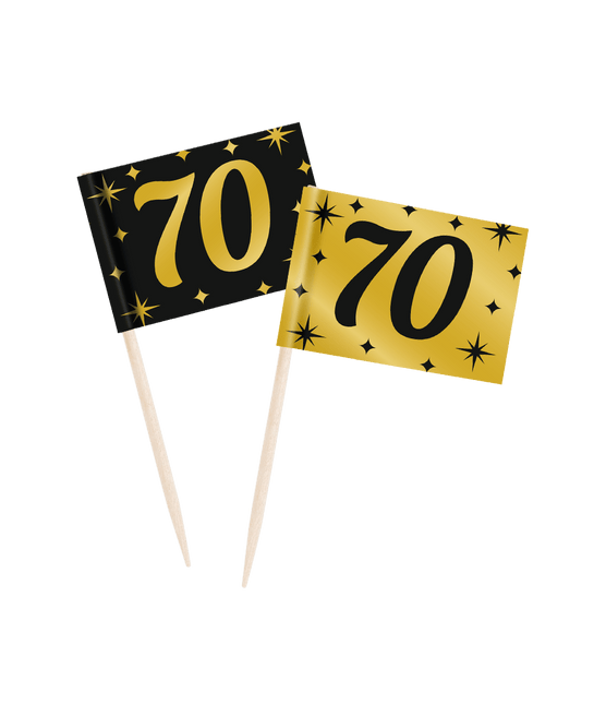 Cocktailprikkers70 Jaar 6,5cm 50st van Paper Dreams koop je bij Partywinkel