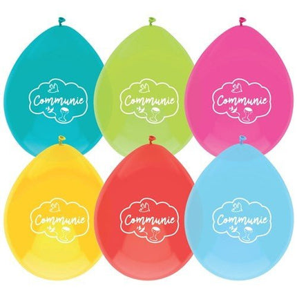 Communie Ballonnen Gekleurd 30cm 6st van Haza Witbaard koop je bij Partywinkel