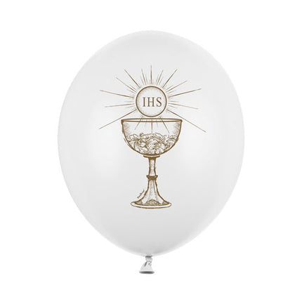 Communie Ballonnen Wit 30cm 6st van Partydeco koop je bij Partywinkel